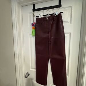 Wilfred Deep Red Ankle leather pants